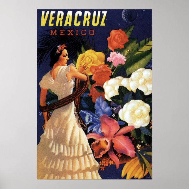 Póster Viagem do Vintage Mexico (Frente)