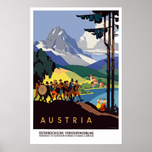 Póster Viagem dos cumes de Áustria do vintage