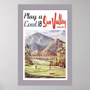 Póster Viagem dos esportes do golfe de Sun Valley do