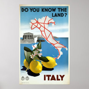 Poster Viagem dos limões de Italia do vintage
