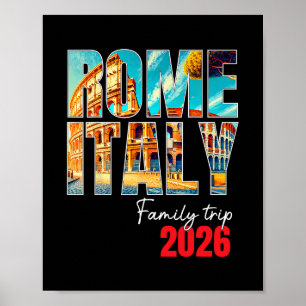 Poster Viagem em Família para Roma Itália 2026 Férias na 