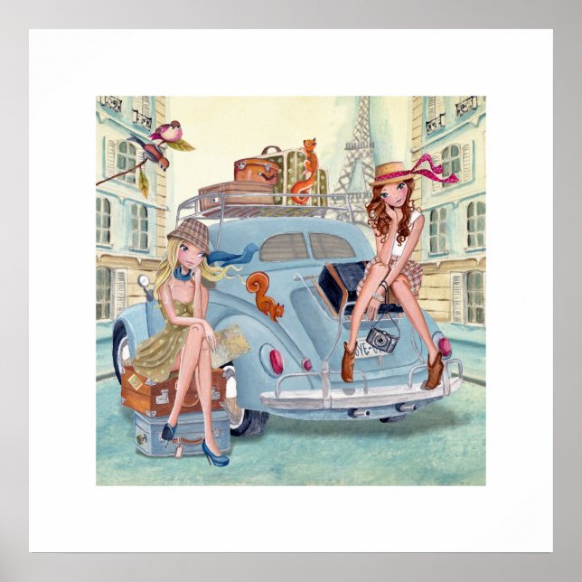 Póster Viagem em Paris de raparigas (Frente)