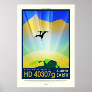 Póster Viagem espacial super da terra do vintage HD