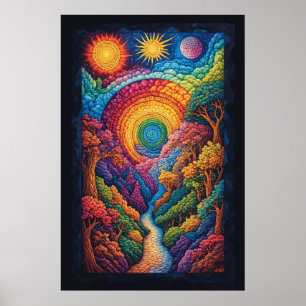 Poster Viagem Espiral Cósmica: Uma Visão Psicedélica