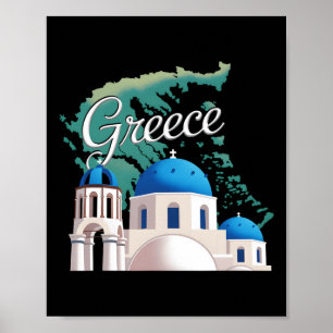 Poster Viagem Europa Grécia Atenas Santorini Creta Grego