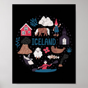 Poster Viagem Europe Islândia Reiquiavique Férias Familia