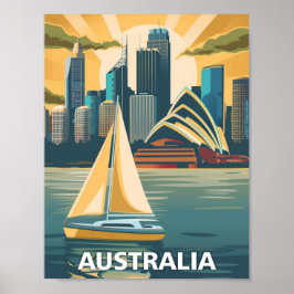 Poster Viagem Familiar da Austrália Vintage