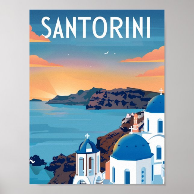 Poster Viagem Familiar da Grécia Santorini (Frente)