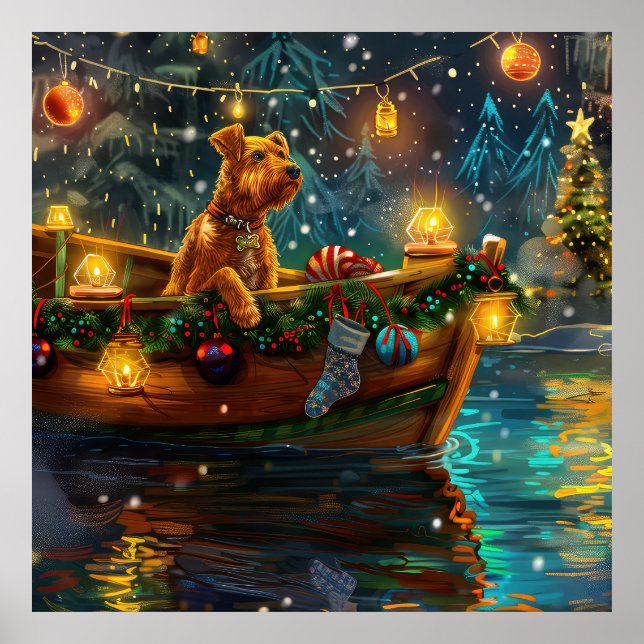 Poster Viagem Festiva de Natal de Airedale (Frente)