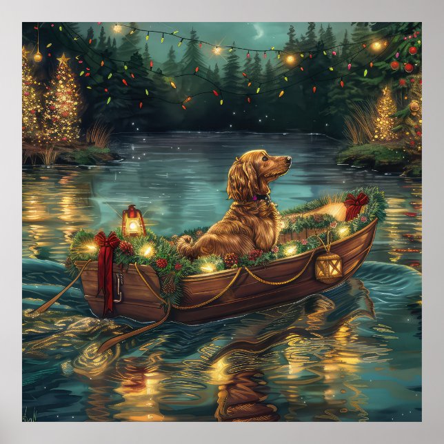 Poster Viagem Festiva de Natal do Afghan Hound (Frente)