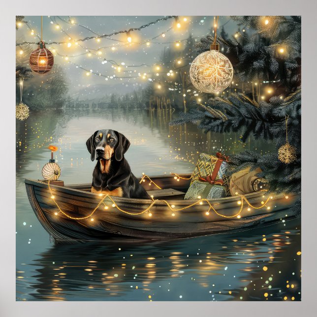 Poster Viagem Festiva de Natal do Bluetick Coonhound (Frente)