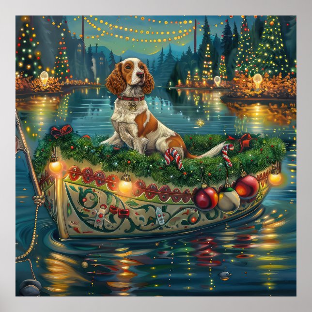 Poster Viagem Festiva de Natal do Brittany Spaniel (Frente)