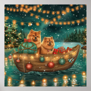 Poster Viagem Festiva de Natal do Chow Chow