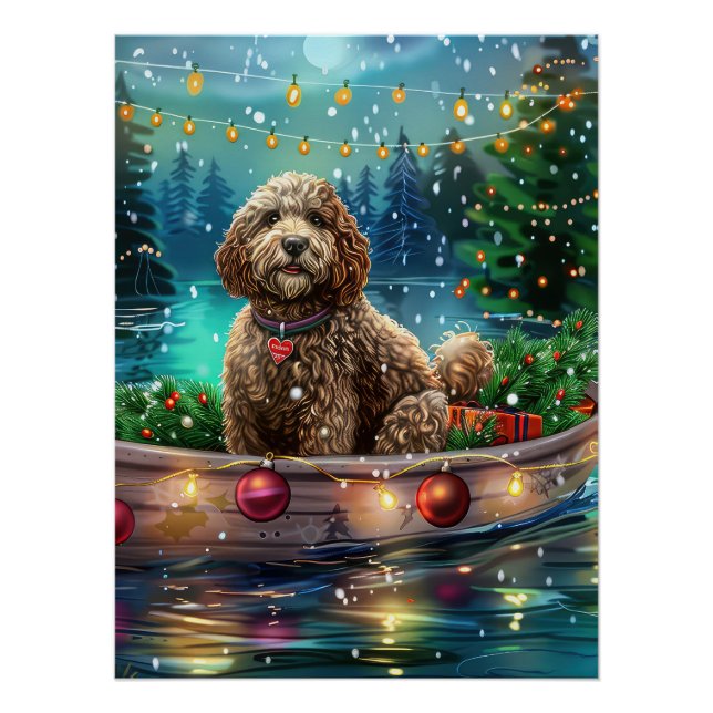 Póster Viagem Festiva de Natal do Cockapoo (Frente)