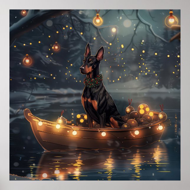 Poster Viagem Festiva de Natal do Doberman (Frente)