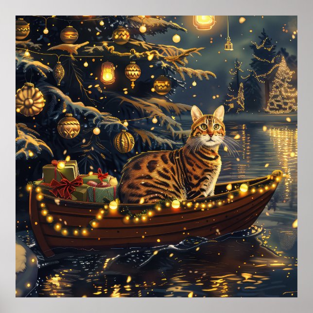 Poster Viagem Festiva de Natal do Gato Bengal (Frente)