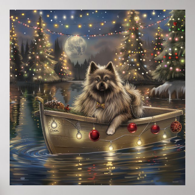 Poster Viagem Festiva de Natal do Keeshond (Frente)
