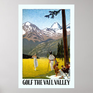 Poster Viagem Golfing do vale de Vail do vintage