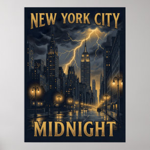 Poster Viagem Gótica à Meia-Noite pela Cidade de Nova Yor