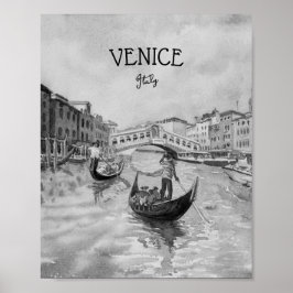 Poster Viagem Itália - souvenir preto e branco de VENICE