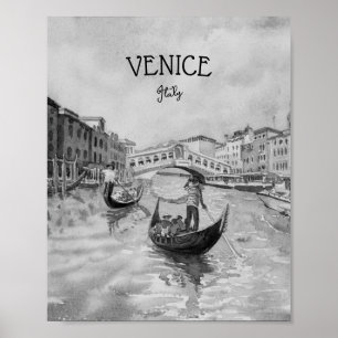 Poster Viagem Itália - souvenir preto e branco de VENICE