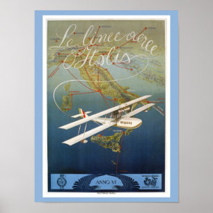 Poster Viagem italiano da canela do plano da ilha do 1920