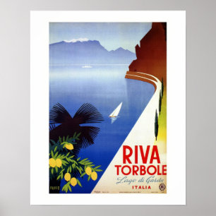 Poster Viagem italiano de Garda do lago Torbole Riva do