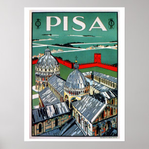 Póster Viagem italiano de Pisa do 1920 do vintage