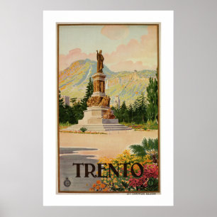 Póster Viagem italiano de Trento Trent do vintage