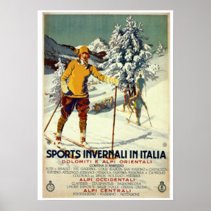 Póster Viagem italiano do anúncio dos esportes de invern