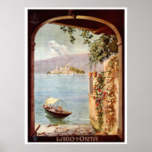 Poster Viagem italiano do d'Orta de Lago do 1920 do