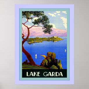 Póster Viagem italiano do vintage do ~ de Garda do lago