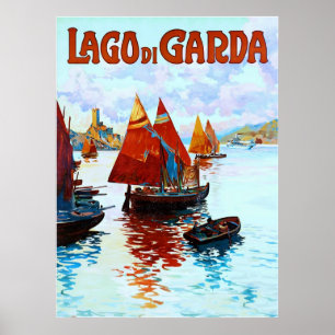 Póster Viagem italiano do vintage do ~ de Lago di Garda