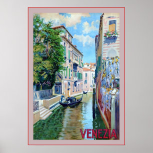 Póster Viagem italiano do vintage do ~ de Venezia