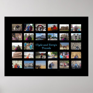Poster Viagem Memórias Colagem 36 X 24 Fundo Preto
