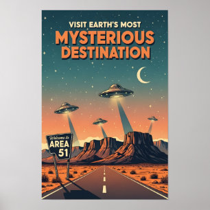 Poster Viagem Misteriosa pela Área 51 Vintage