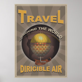 Póster Viagem mundial de Steampunk Air Steampunk