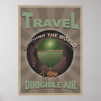 Póster Viagem mundial de Steampunk Air Steampunk