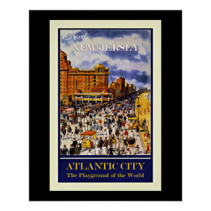 Póster Viagem New Jersey, Atlantic City,
