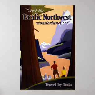 Póster Viagem noroeste pacífico do país das maravilhas