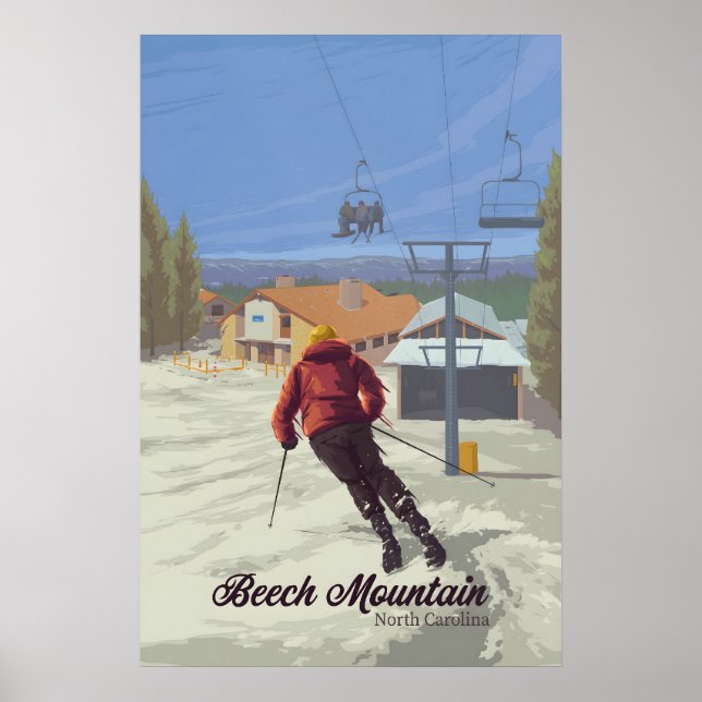 Poster Viagem para a Estação de Esqui Beech Mountain Caro (Frente)