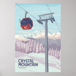 Poster Viagem para a Estação de Esqui Crystal Mountain Wa