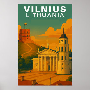 Poster Viagem para a Torre de Tijolos no Morro de Vilnius