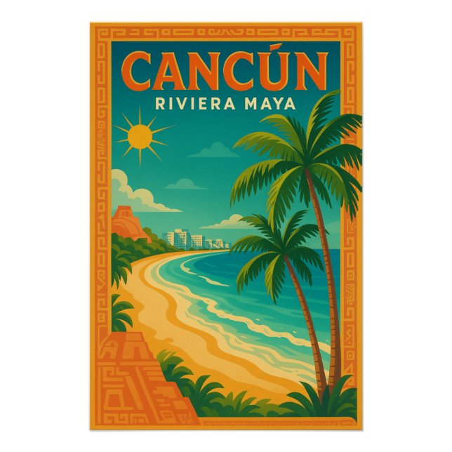 Póster Viagem para Cancún – Riviera Maya (Frente)