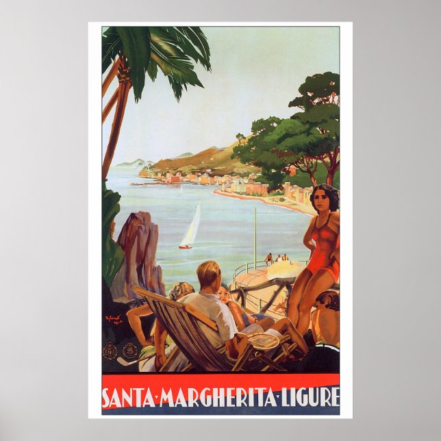 Póster Viagem para Papais noeis Margherita Ligure Itália (Frente)