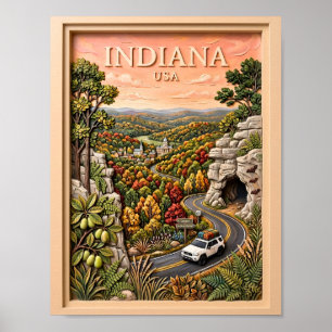 Poster Viagem pela Estrada da Natureza Vintage Caverna Fl