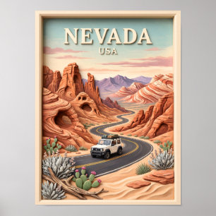 Poster Viagem pela Estrada de Nevada Vale do Fogo Textura