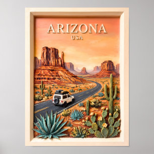 Poster Viagem pela Estrada do Arizona Monumento Antigo Va