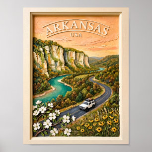 Poster Viagem pela Estrada do Arkansas Paisagem Fluvial V