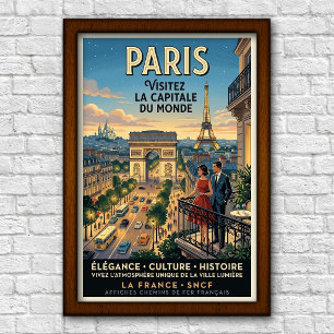 Poster Viagem pela Paris, França dos anos 60